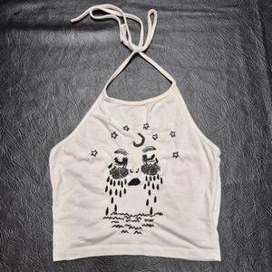 John Galt Embroidered Halter Top